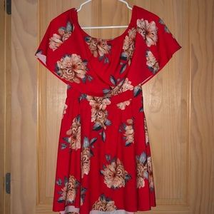 Off-shoulder red dress